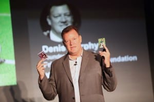 Dennis Murphy showing a Jaclyn Murphy Heroic Inspiration trading card