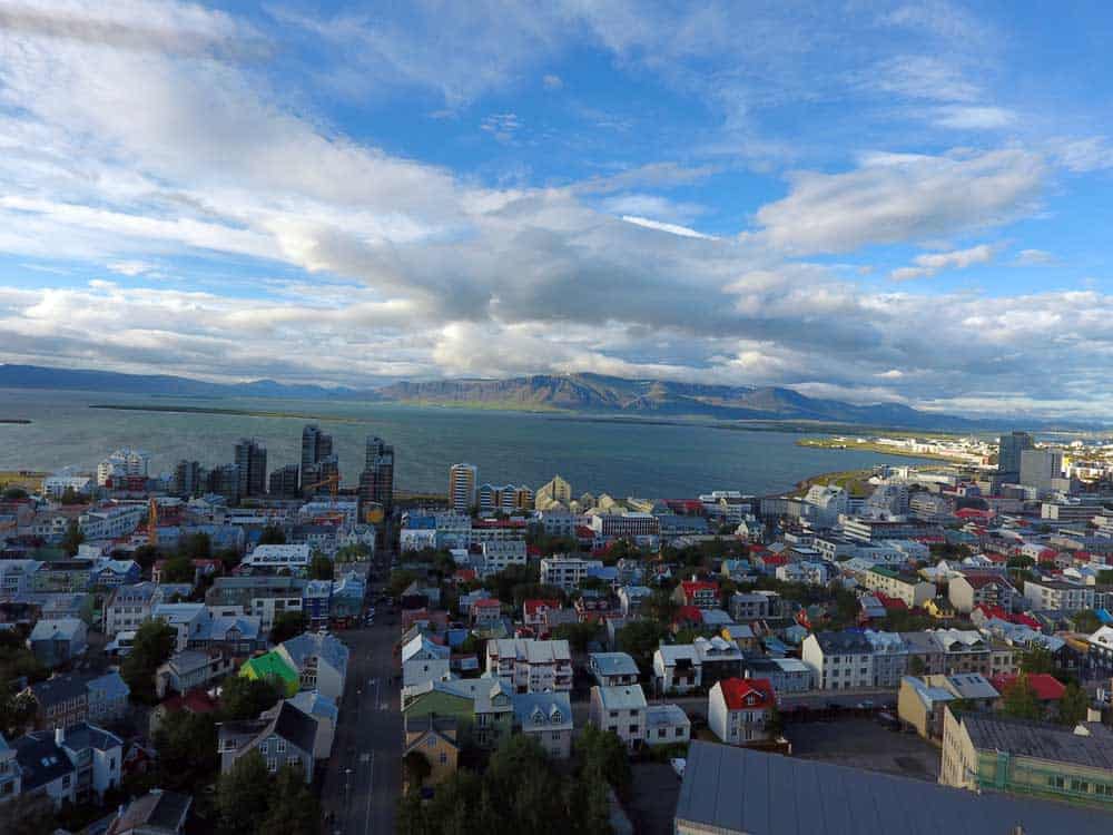 Drone view of Reykjavic near city centre