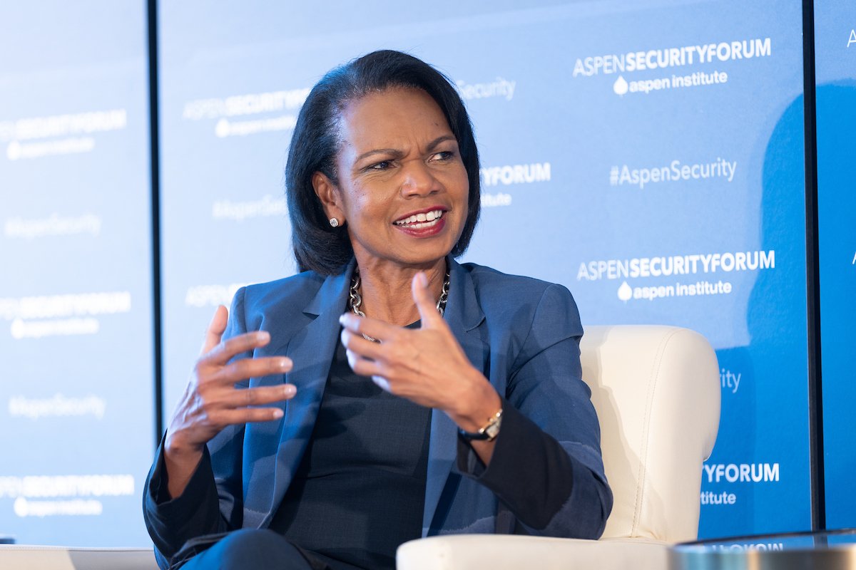 Condoleeza Rice at the Aspen Security Forum Condoleeza Rice speaking at the Aspen Security Forum conference in Washington D.C.