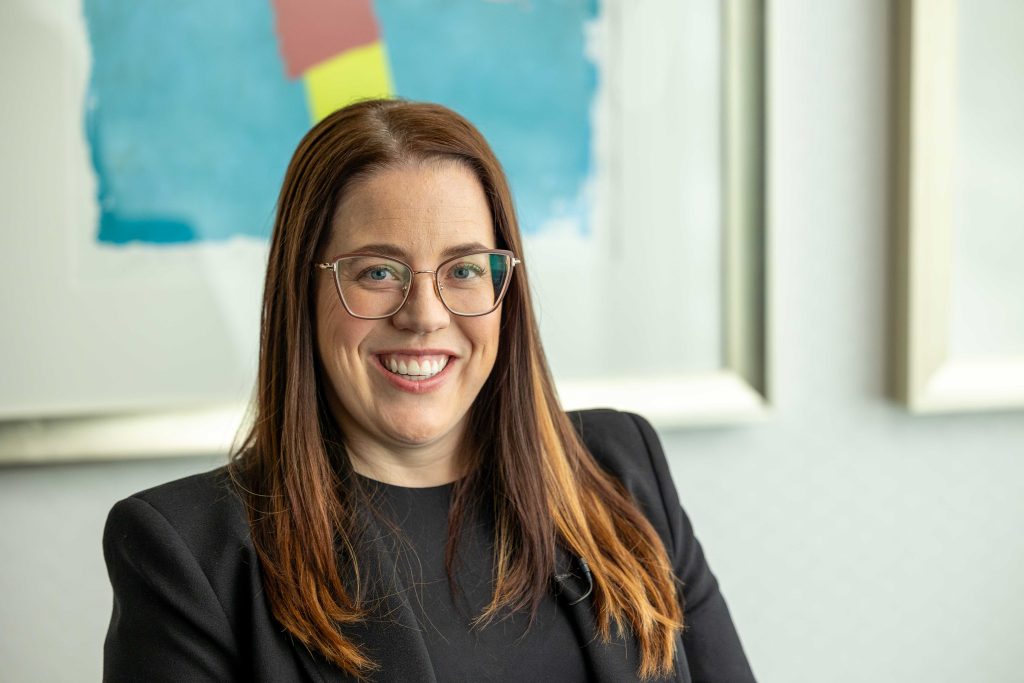 CREDIT Julian Haber- Portrait Styles20240117-AA8A2083 Female lawyer with colourful painting in background