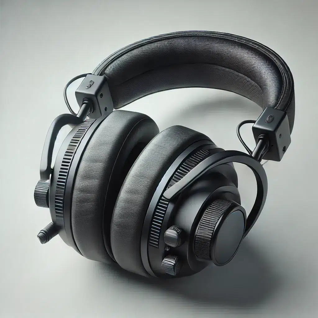 DALLE 2024-09-20 100424 - A hyper-realistic image of a set of black over-ear headphones typically worn by a videographer The headphones feature a comfortable padded headband DALLE-2024-09-20-100424-A-hyper-realistic-image-of-a-set-of-black-over-ear-headphones-typically-worn-by-a-videographer-The-headphones-feature-a-comfortable-padded-headband.webp