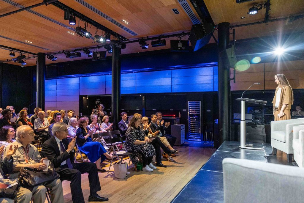 CREDIT Julian Haber-20240606-AA8A8375 Nobel Peace Prize Laureate Oleksandra Matviichuk speaking at a an event at the Phi Centre in Montreal