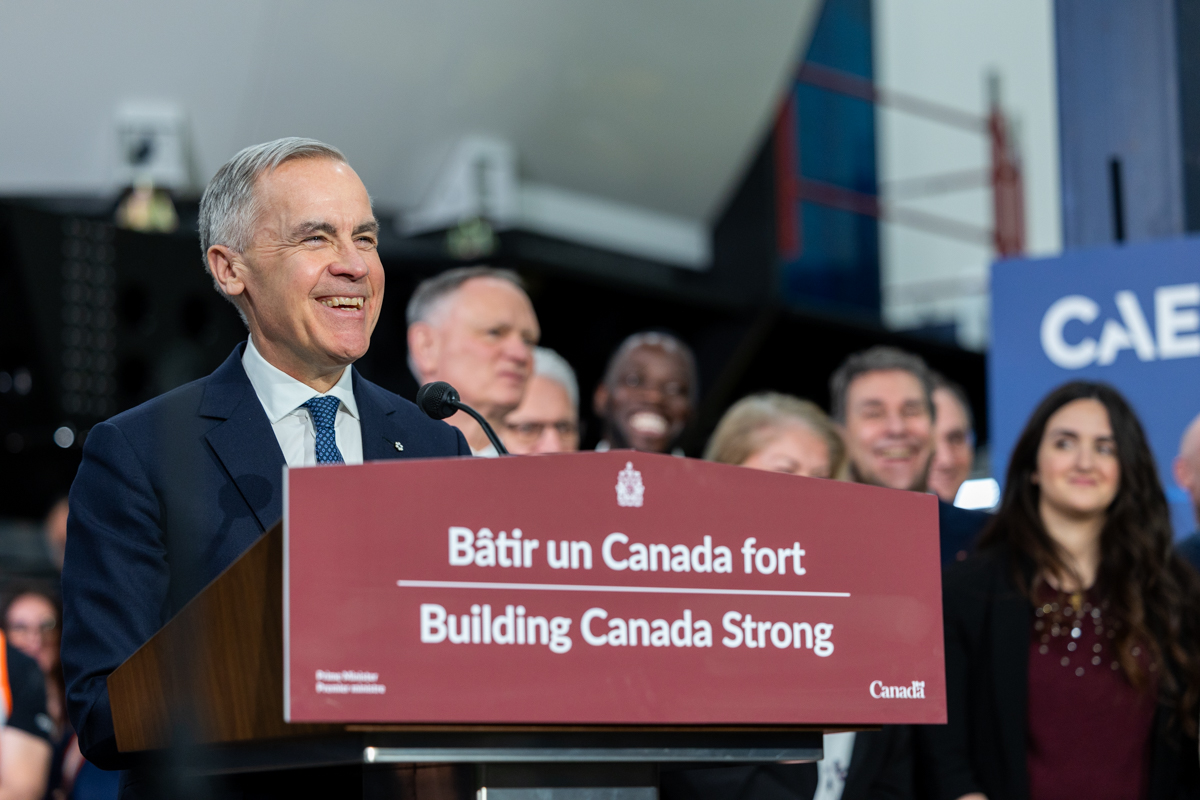 julian-haber-mark-carney-building-canada-strong-press-conference Professional press conference photography of Mark Carney during the 'Building Canada Strong' event in Montreal — Julian Haber