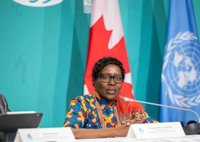 A high-level international delegate delivering an address at the UN Biodiversity Conference.